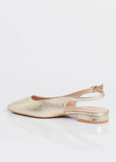 Ballerines bride slingback, bout amande Dore