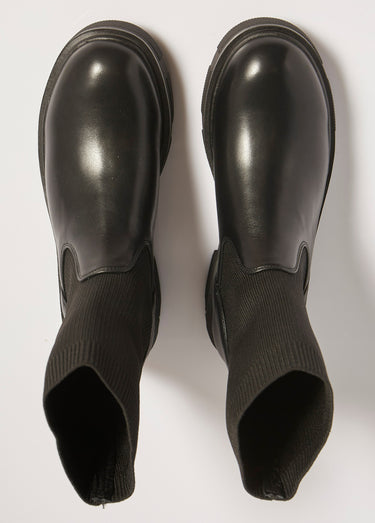 Bottines montantes style chaussettes Noir