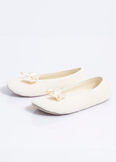 Chaussons ballerines souples largeur confort Ecru
