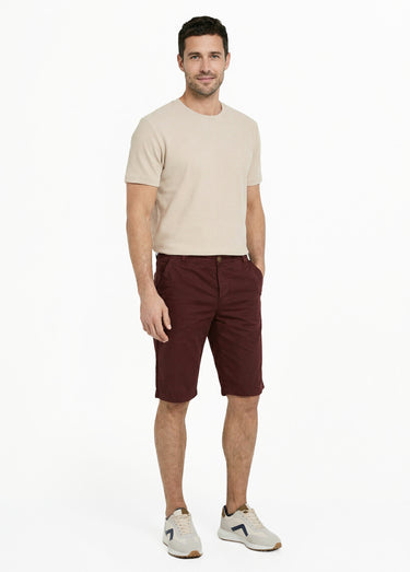 Bermuda pur coton, style chino Bordeaux