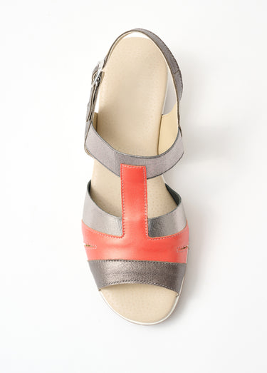 Sandales cuir largeur confort Orange/Bronze