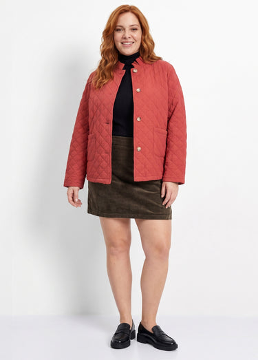 Veste gaze coton matelassée, col plissé Terracota