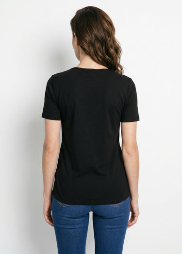 T-shirt manches courtes uni ou imprimé Uni Noir