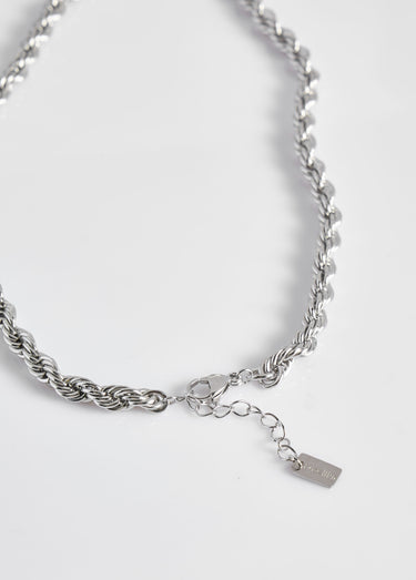 Collier maille torsadée en acier inox Argente