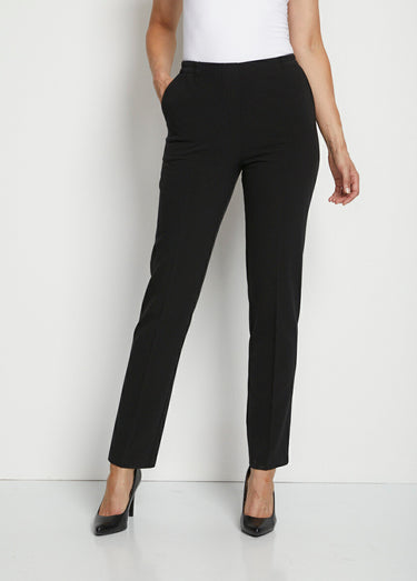 Pantalon droit taille semi-élastiquée Noir