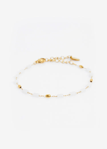 Bracelet perles tubes, acier inoxydable