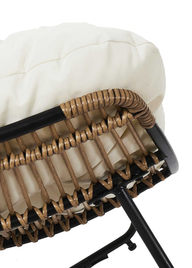 Fauteuil à bascule en métal et rotin Beige