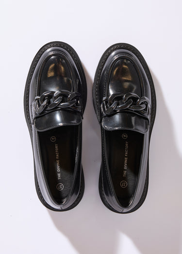 Mocassins style chunky, maillons métal Noir