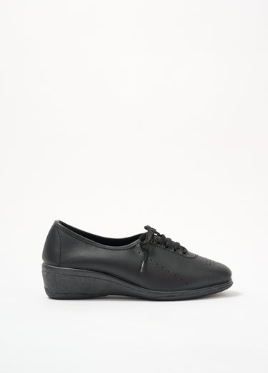 Derbies compensées grande largeur lacées cuir Noir