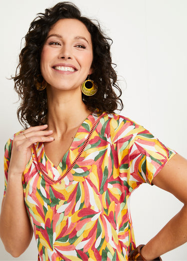 T-shirt court uni ou imprimé Paprika/Miel