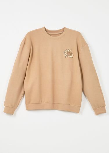Sweat volume boite molleton brodé détail brillant Noisette