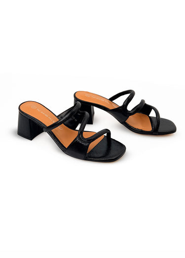 Mules talon recouvert, dessus fantaisie Noir