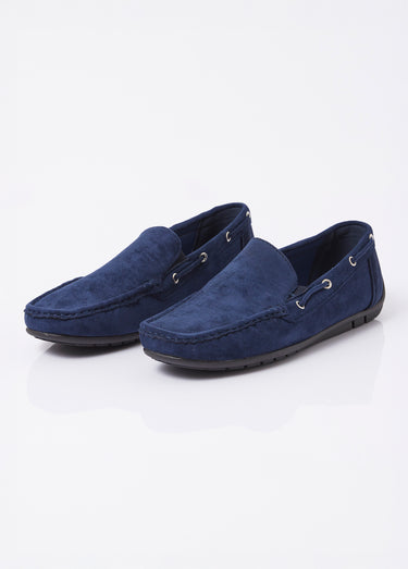 Mocassins suédine, côtés élastiqués Bleu