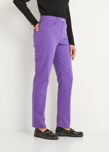 Pantalon droit 5 poches coton stretch Violet