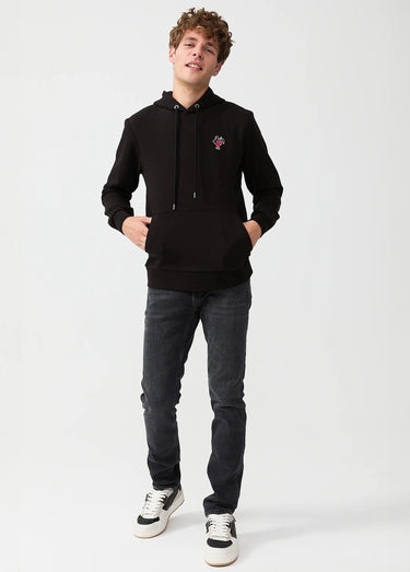 Sweat shirt kangourou à capuche, brodé Noir