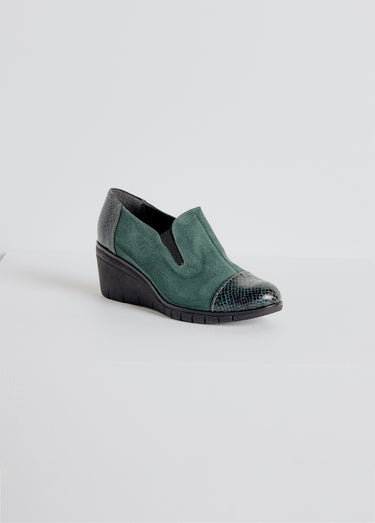 Mocassins compensés largeur confort élastiqués Vert