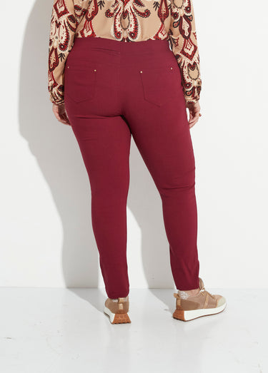 Pantalon extensible taille élastiquée Bordeaux