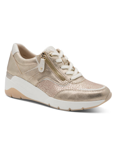 Sneakers métallisées semelle compensée Dore