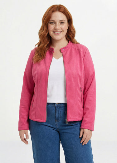 Veste courte suédine style perfecto Fuchsia