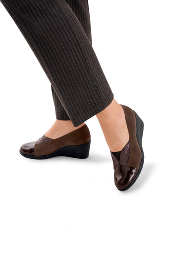 Chaussure de ville compensée largeur confort Marron