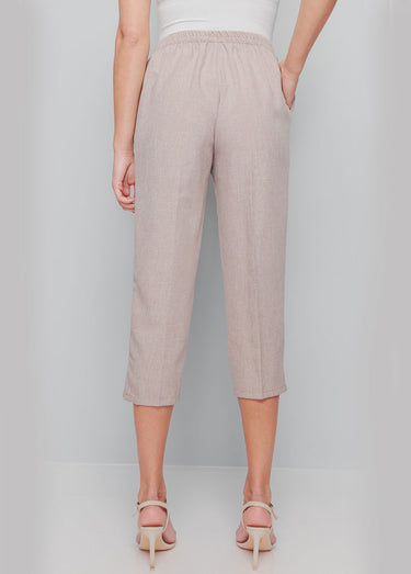 Pantacourt ceinture semi élastiquée Beige