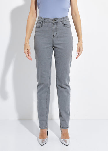 Jean taille haute coupe droite Gris