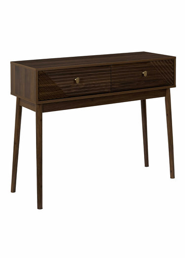 Console en bois foncé rainuré Marron
