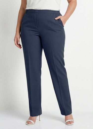 Pantalon droit taille semi-élastiquée Marine