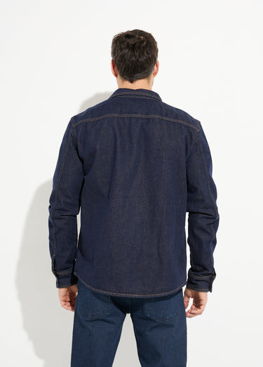 Chemise en jean brut et poches plaquées Bleu