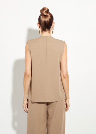 Gilet costume sans manches bouton côtés Beige