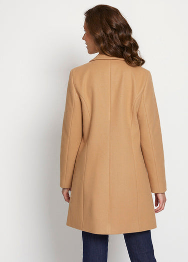 Manteau col tailleur aspect lainage Camel
