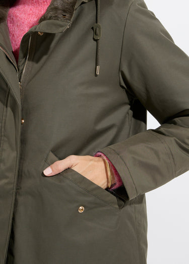Parka déperlante intérieur fourrure Kaki