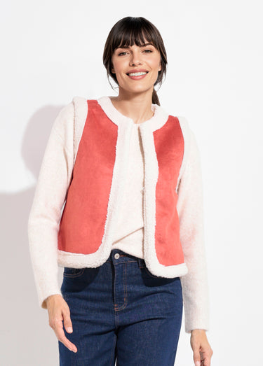 Gilet sans manches style mouton retourné Brique