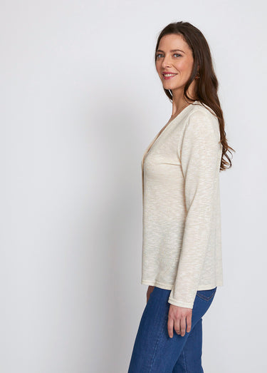 Gilet court boutonné maille irisée Beige Nacre