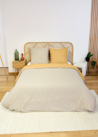 Parure housse de couette bicolore, coton Dore