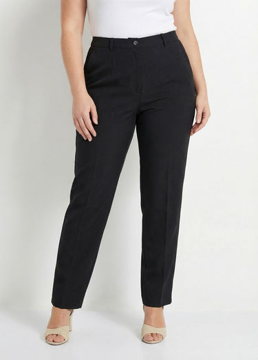 Pantalon droit uni taille semi élastiquée Noir