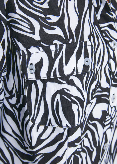 Tunique imprimée manches 3/4 Blanc / Noir