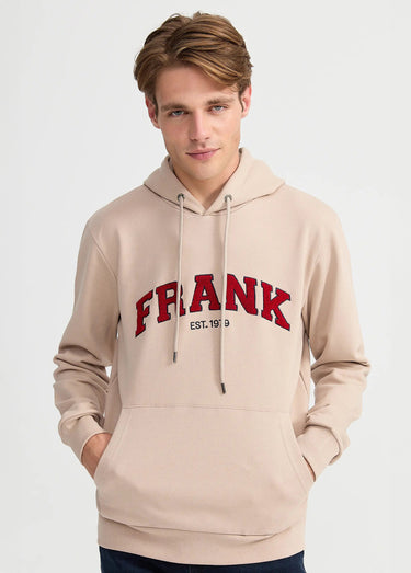 Sweat shirt à capuche, logo bouclette Beige