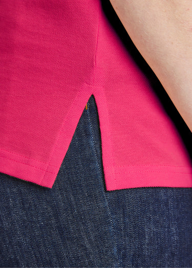 T-shirt maille piquée coton col polo Fuchsia