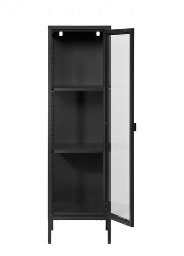Armoire vitrée 1 porte en métal Noir