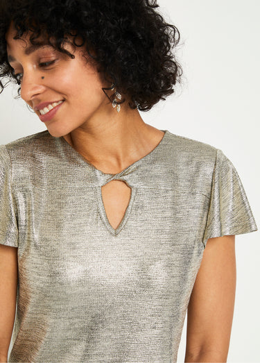 T-shirt court maille brillante cérémonie Dore