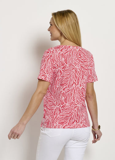 T-shirt long manches courtes col rond Imprime Capucine
