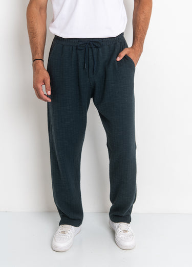 Pantalon en maille lien à la taille Bleu