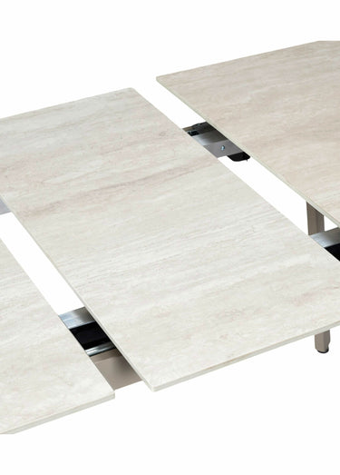 Table extensible effet pierre  travertin Beige