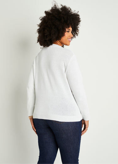 Gilet cardigan court boutonné Blanc
