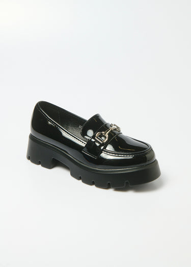 Moccasins vernis et mors, semelle crantée Vernis Noir