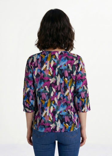 T-shirt tunique blousant manches 3/4 Imprime Parme