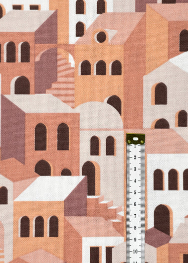 Coupon déco, motif maisons 3x1,4m Brique
