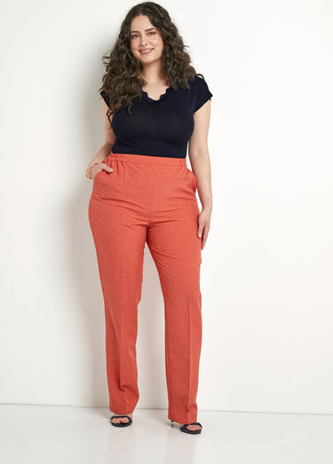 Pantalon droit ceinture semi-élastiquée Brique