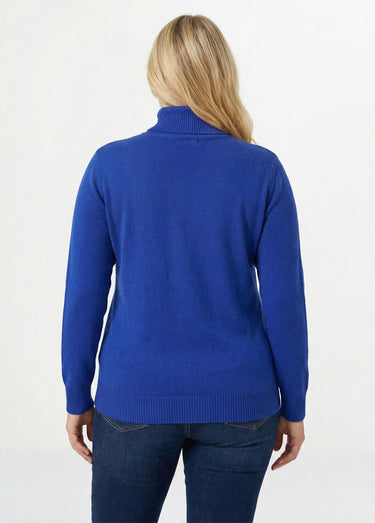 Pull doux col roulé manches longues Bleu